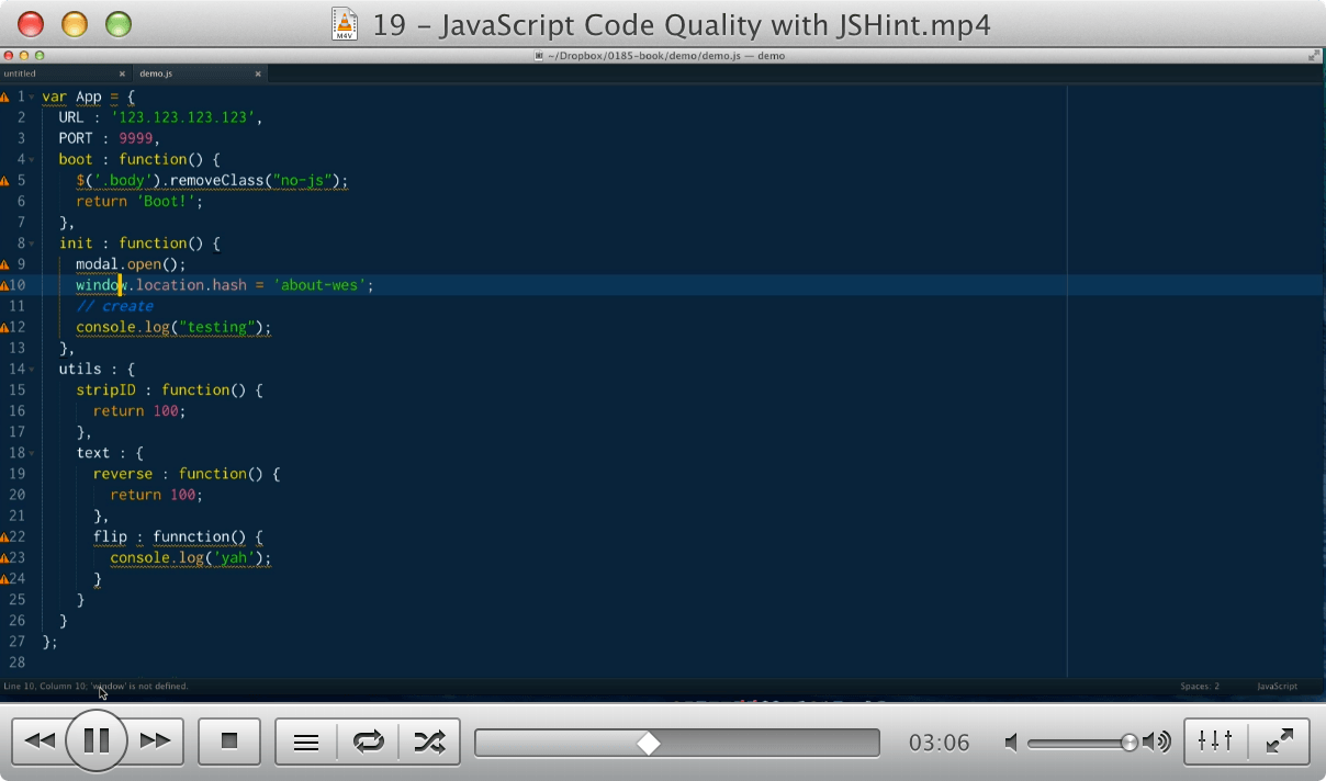 19 - JavaScript Code Quality with JSHint